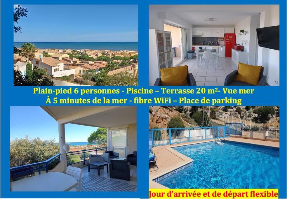 Plain-Pied, Terrasse, Piscine, Pleine Vue Mer, Plage A 6' A Pied, Parking, Wifi 弗勒里 外观 照片