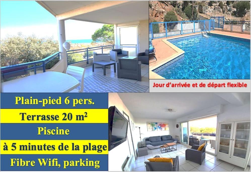 Plain-Pied, Terrasse, Piscine, Pleine Vue Mer, Plage A 6' A Pied, Parking, Wifi 弗勒里 外观 照片