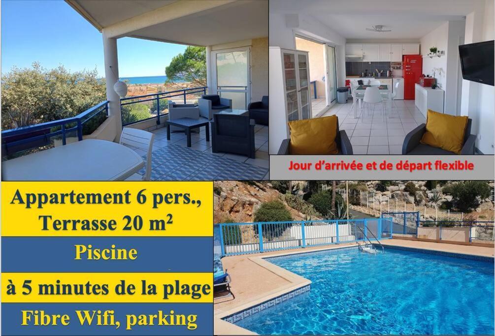 Plain-Pied, Terrasse, Piscine, Pleine Vue Mer, Plage A 6' A Pied, Parking, Wifi 弗勒里 外观 照片